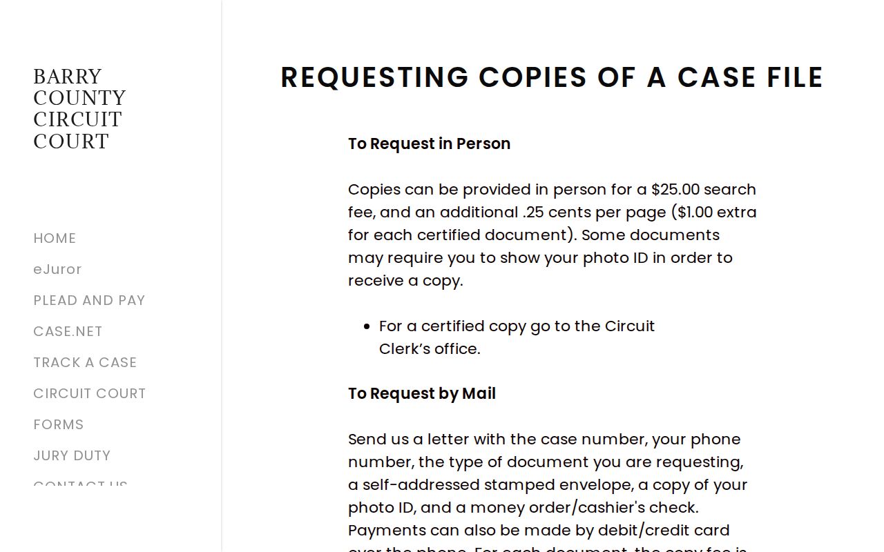 Barry County court copy-request reference image