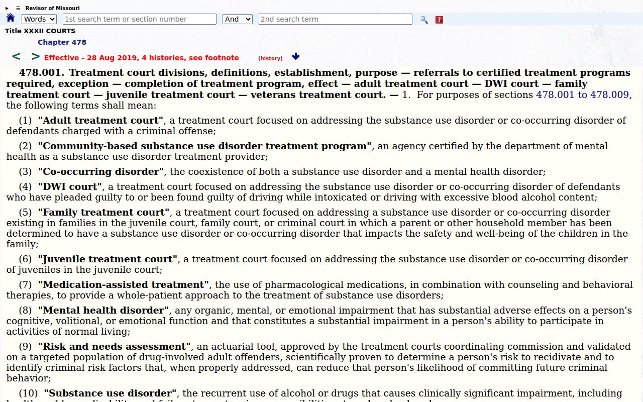 Barry County criminal court docket Missouri treatment court authority