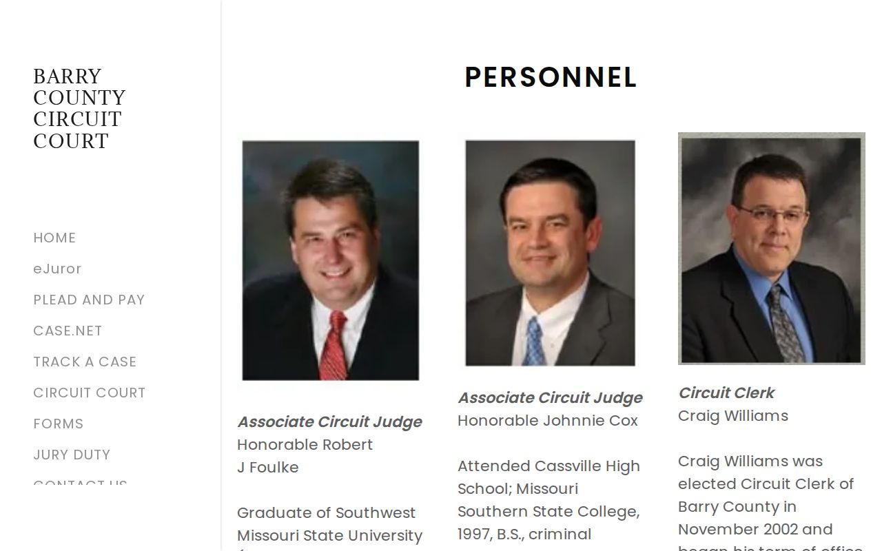 Barry County criminal court docket personnel and Criminal Division routing